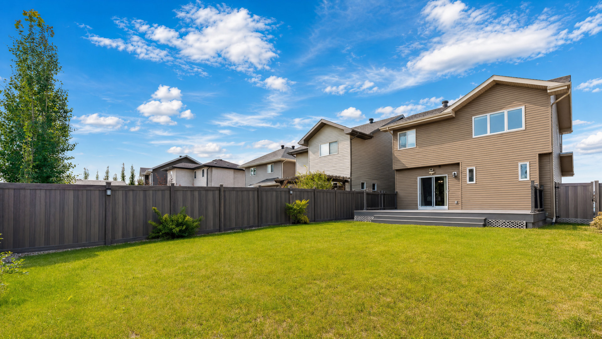 Fenced backyard and deck at 5433 Green Alder Way