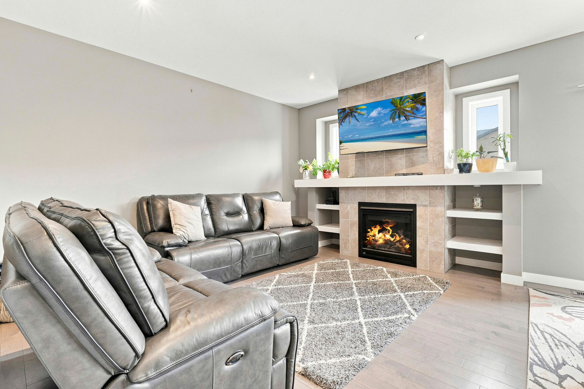 Living room with fireplace at 5433 Green Alder Way